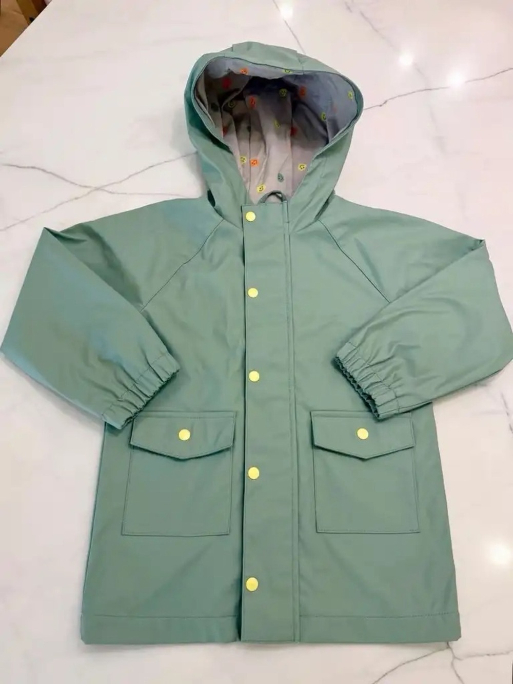 Kids Waterproof Hooded Raincoat in Mint Green